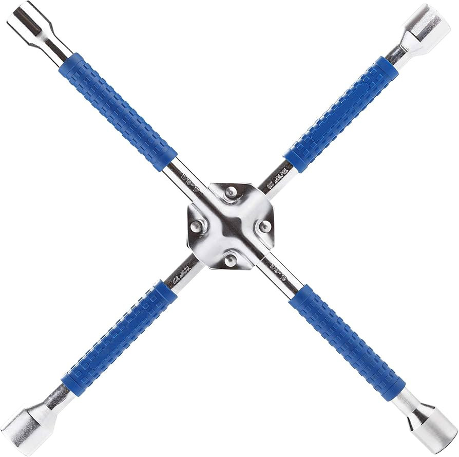 Universal 4-Way Lug Wrench – Heavy Duty Tire Cross Tool (17-23mm)