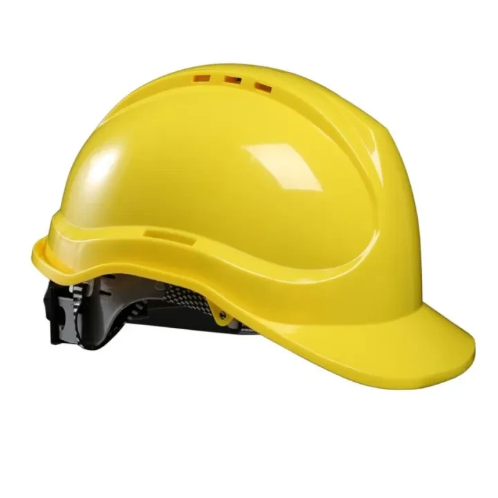 Yellow Safety Hard Hat – Adjustable Lightweight Construction Helmet with Vents & Sweatband for Men